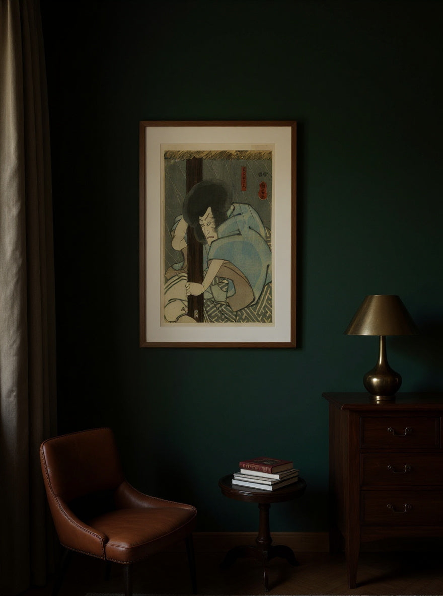 Narukami (ca. 1851–1853) print in high resolution by Utagawa Kuniyoshi — in a room