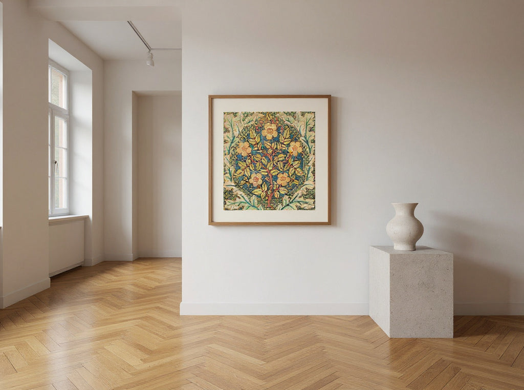 William Morris 's (1834-1896) Rose wreath famous artwork — in a room
