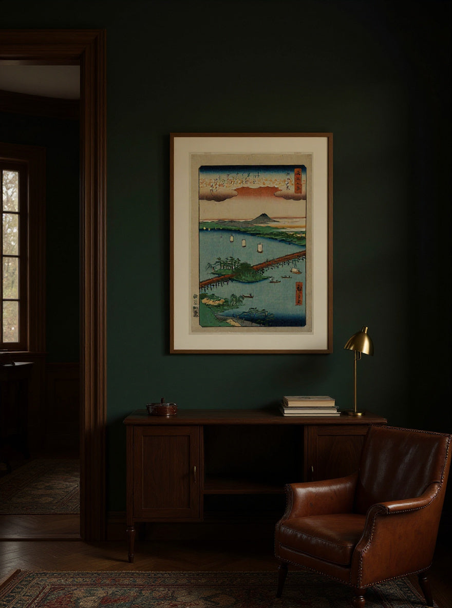 Evening Glow at Seta, from the series Eight Views of Ōmi — in a room