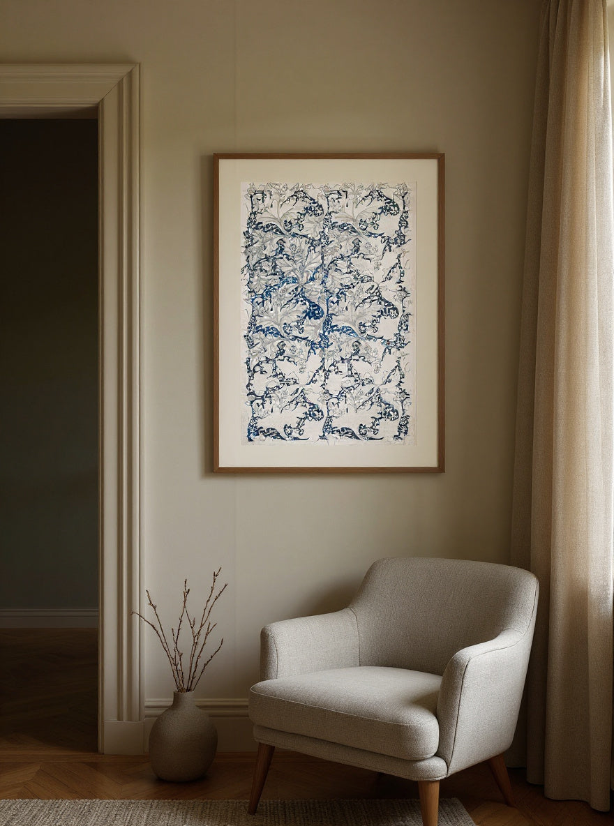 William Morris 's Wallflower Pattern (1890) famous artwork — in a room