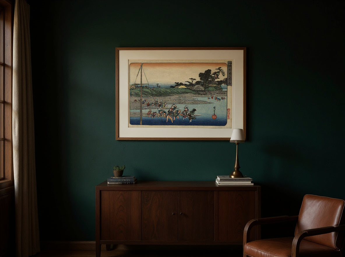 Gathering Shellfish at Low Tide at Susaki, from Famous Places in Edo — in a room