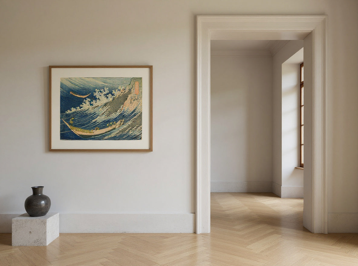 Fishing Boats at Choshi in Shimosa (Soshu Choshi) from the series "One Thousand Pictures of the Ocean (Chie no umi)" — in a room