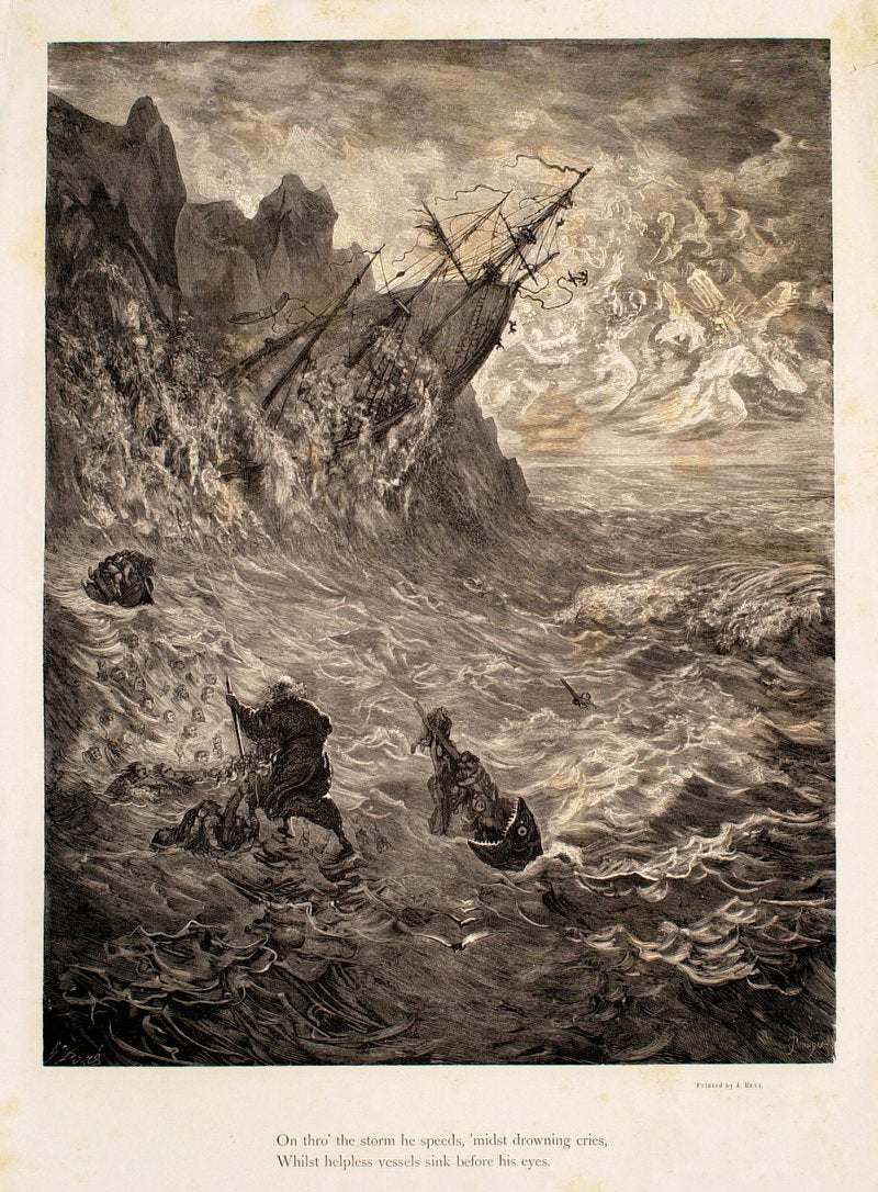 The Legend of the Wandering Jew, 10: On thro' the storm he speeds... (1856) by Gustave Doré