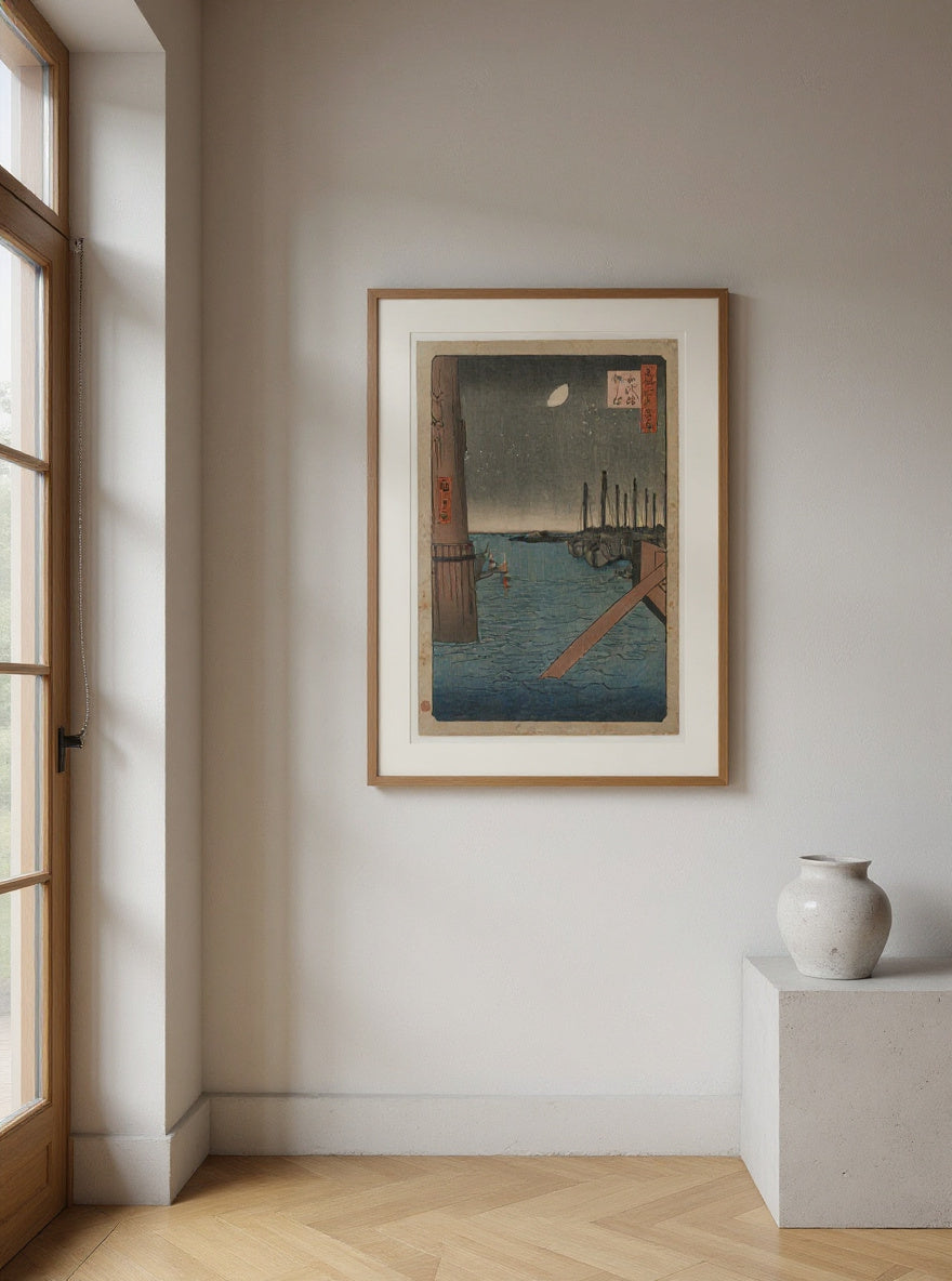 Tsukudajima from  Eitai Bridge, from the series One Hundred Views of Famous Places in Edo — in a room
