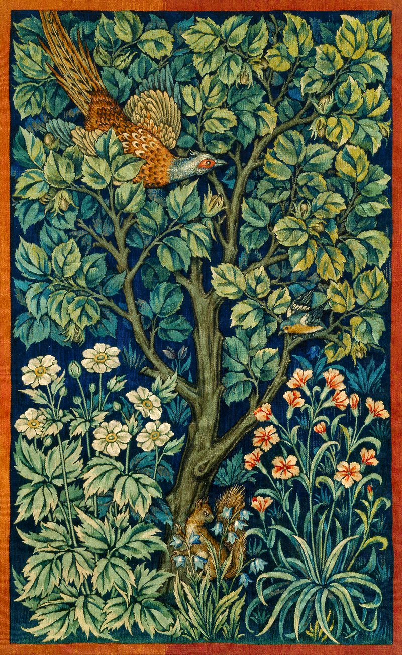 William Morris and John Henry Dearle's Cock Pheasant (1916) famous textile artwork