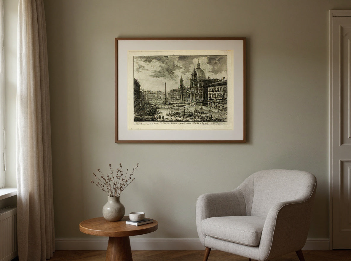 View of Piazza Navona above the ruins of the Circus of Domitian, from Views of Rome — in a room