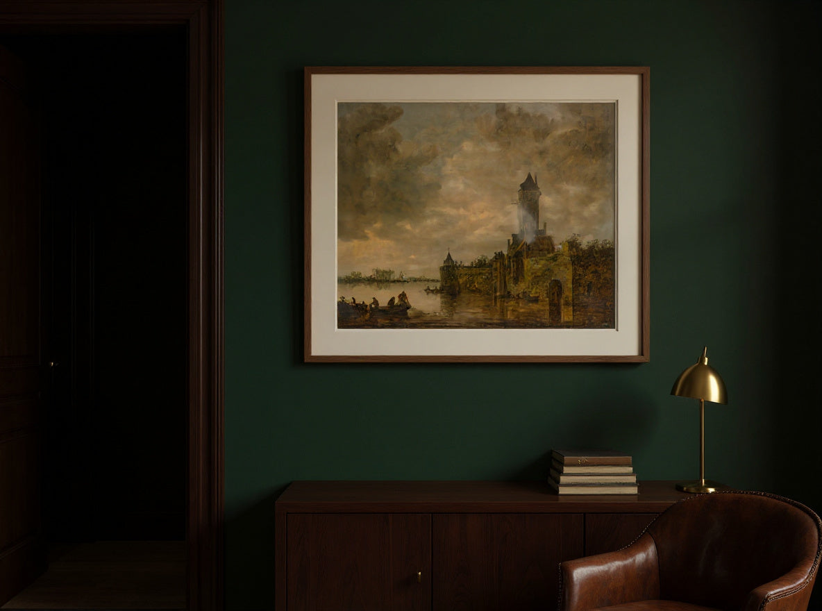 castle-by-a-river in a quiet interior