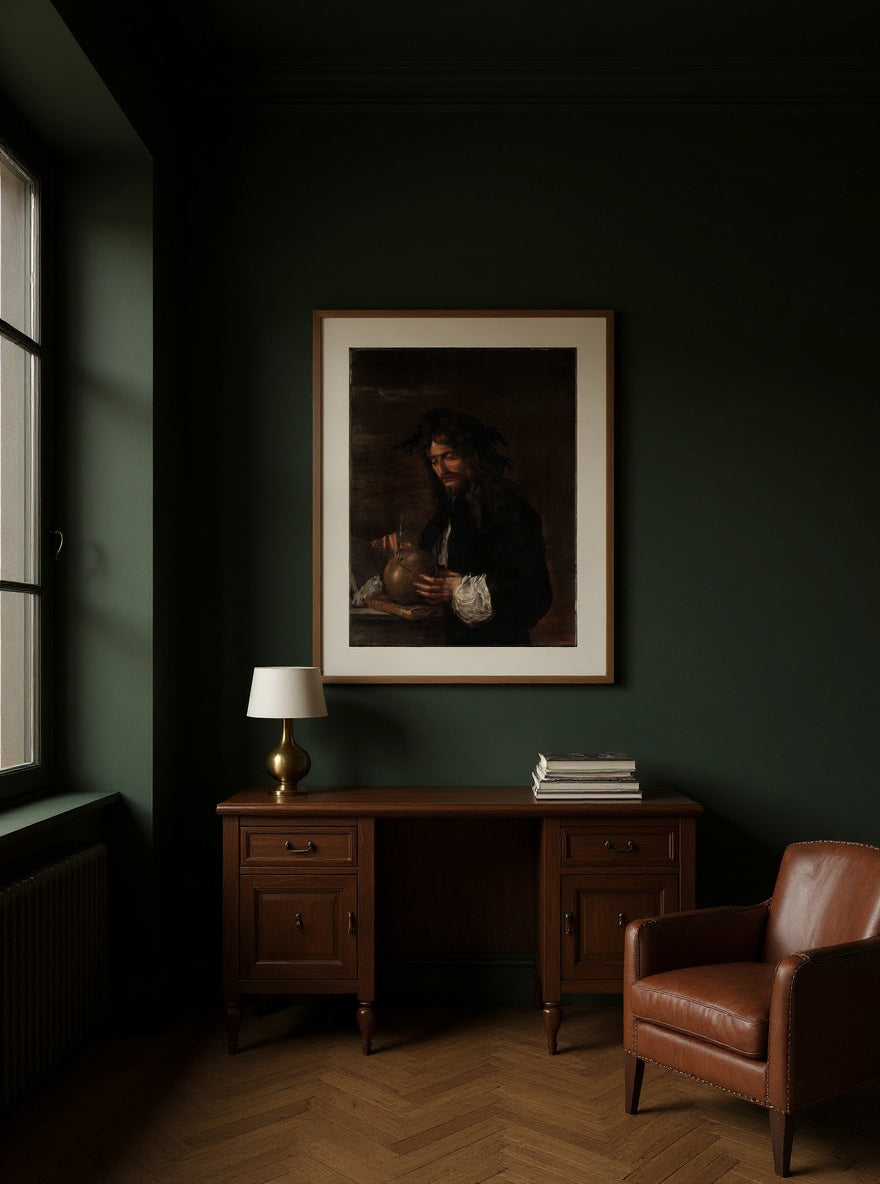 The Scholar Beneath the Crescent — in a room