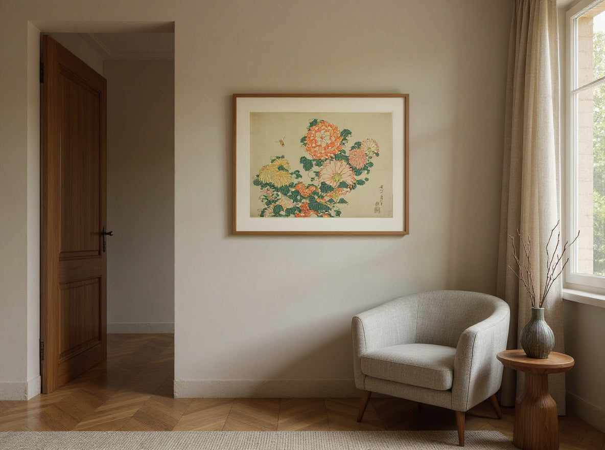 Chrysanthemum and Horsefly, from an untitled series of Large Flowers — in a room