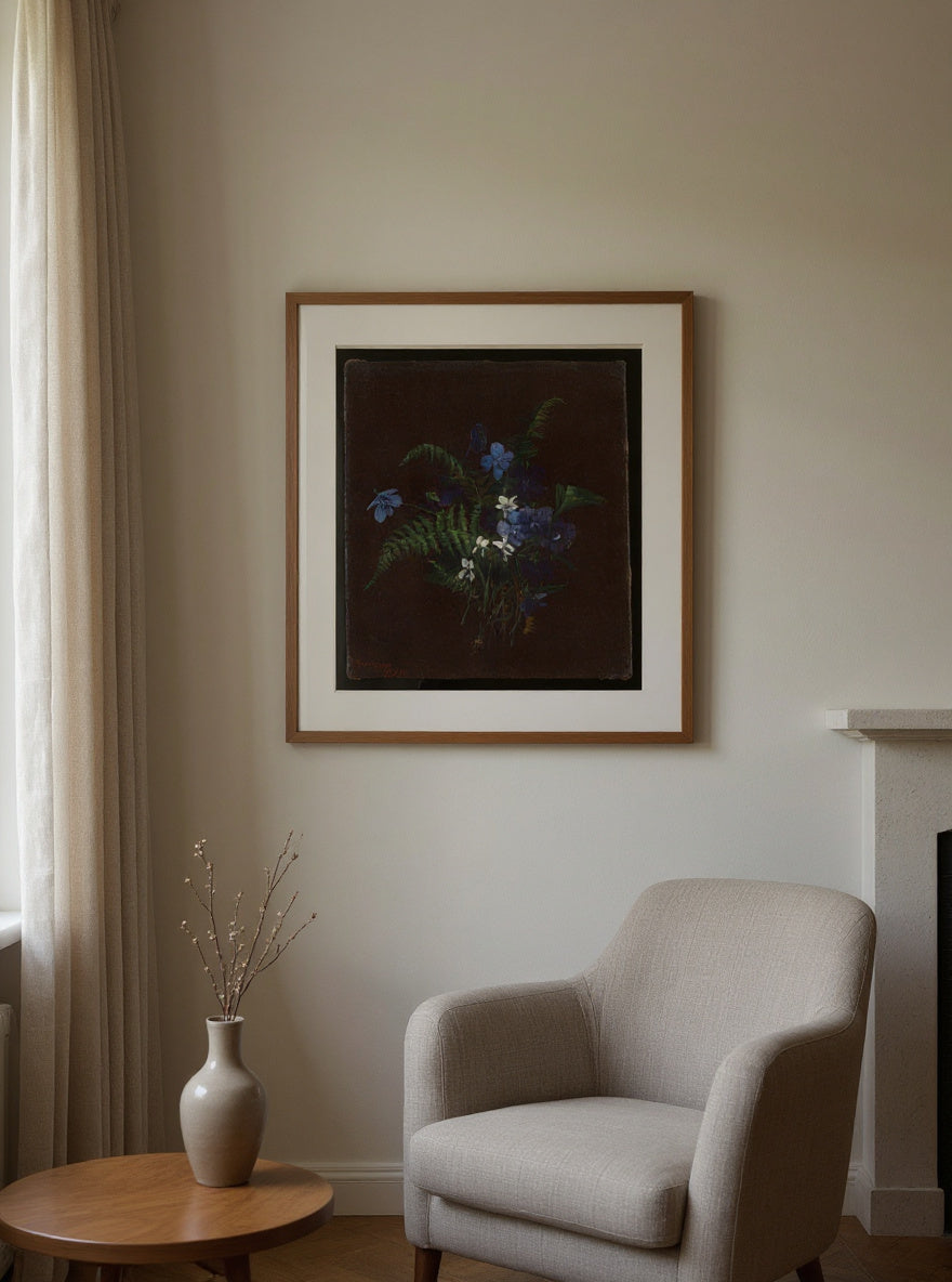 Blue Flowers in the Dark — in a room