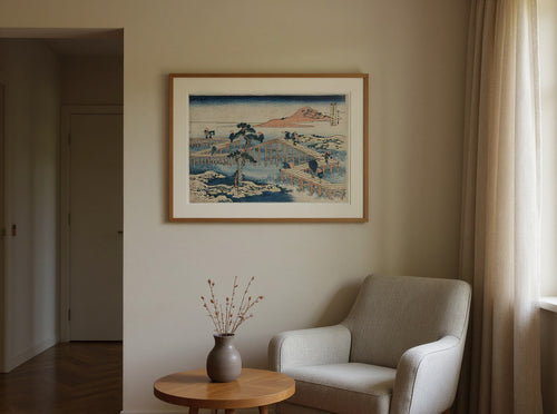 An Ancient Picture of the Eight Part Bridge in Mikawa Province (from the series Curious Views of Famous Bridges in the Provinces) — in a room