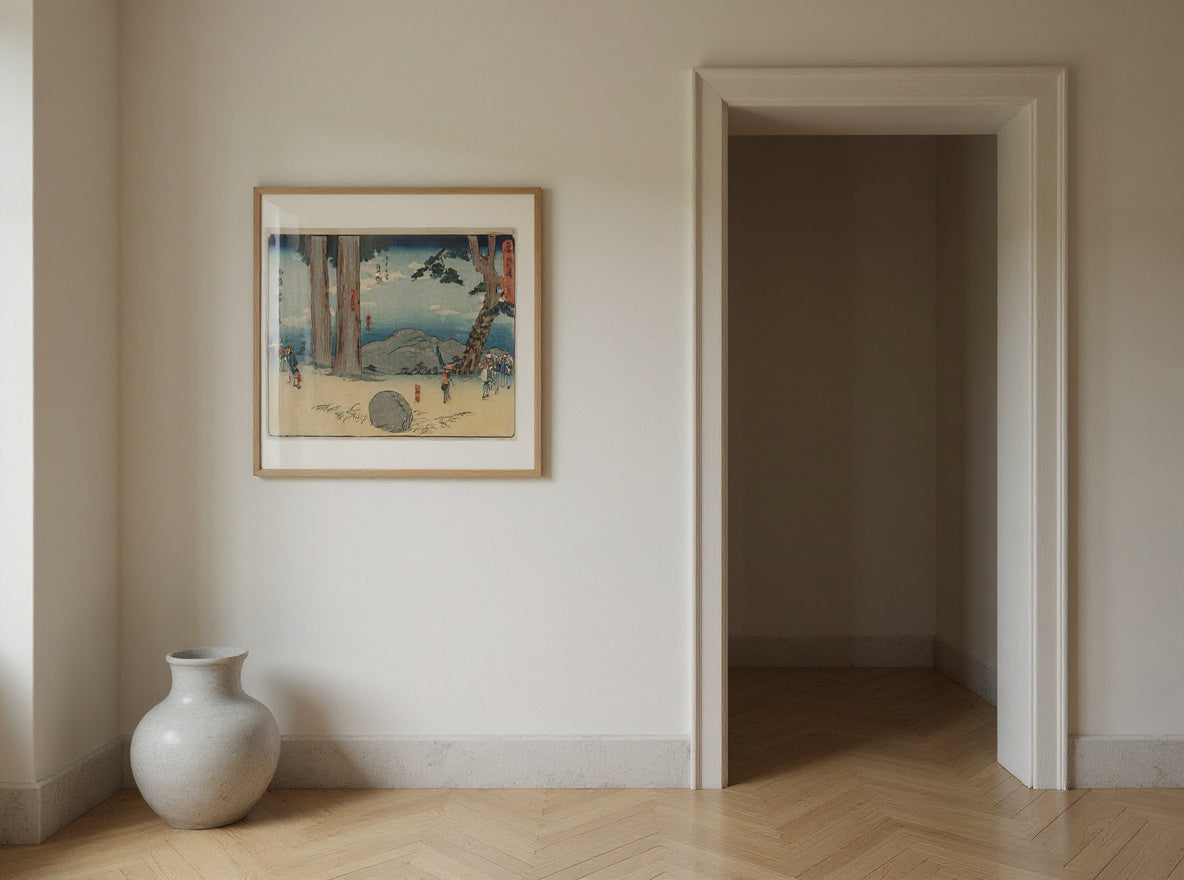 Nissaka: The Night-Weeping Stone at Sayo no Nakayama, from the series The Fifty-Three Stations of the Tōkaidō — in a room