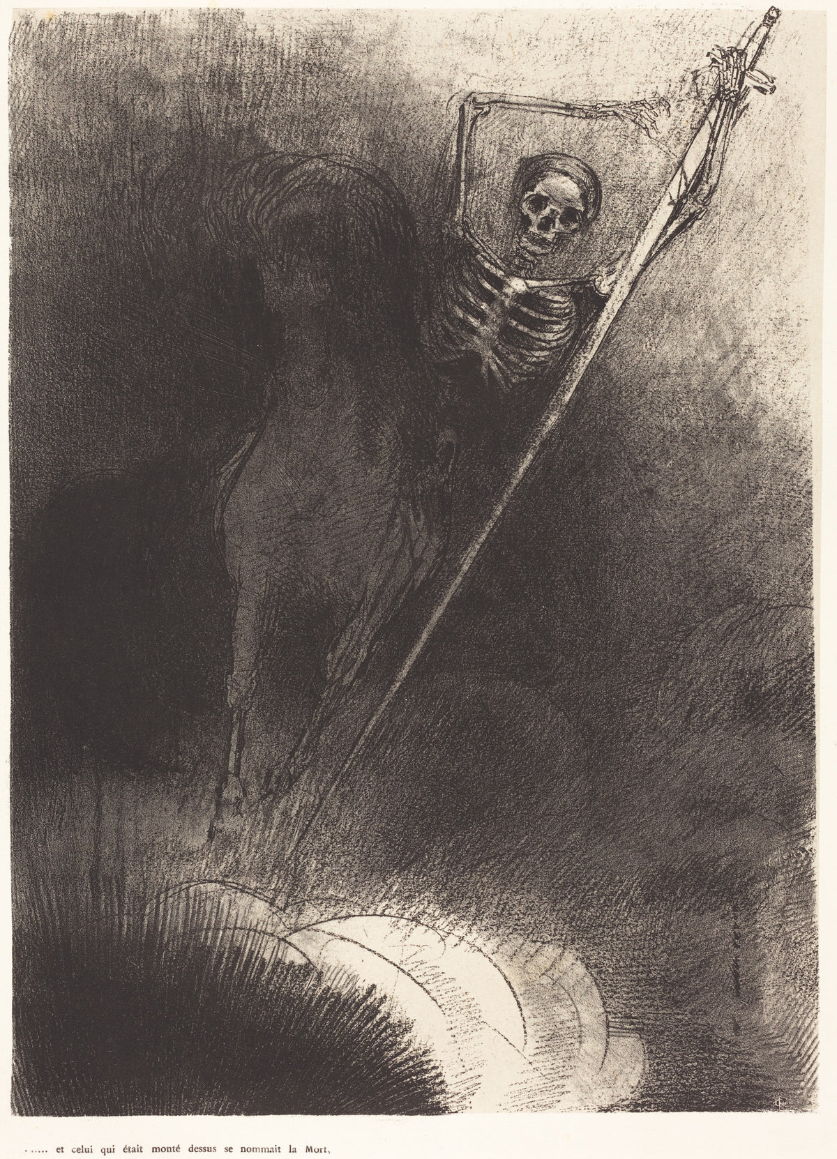 Et celui qui était monté dessus se nommait la Mort (And his name that sat on him was Death)