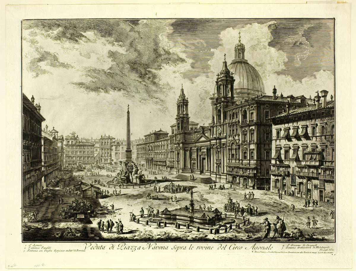 View of Piazza Navona above the ruins of the Circus of Domitian, from Views of Rome