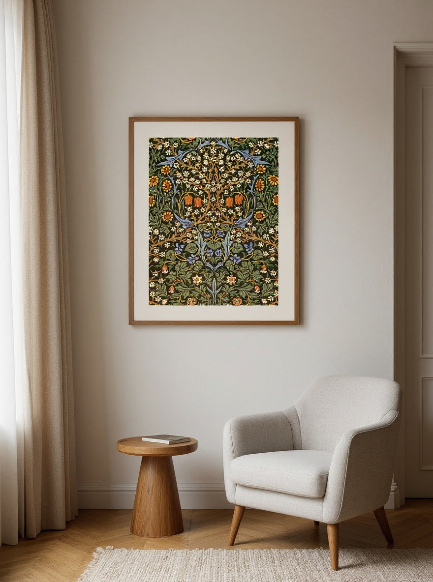 Blackthorn (1892) by William Morris — in a room