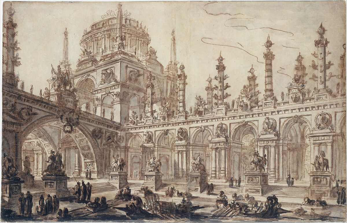 Architectural Fantasy by Charles Michel Ange Challe, 18th century