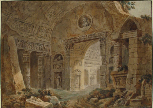 Architectural Fantasy with Roman Ruins by Charles Louis Clérisseau