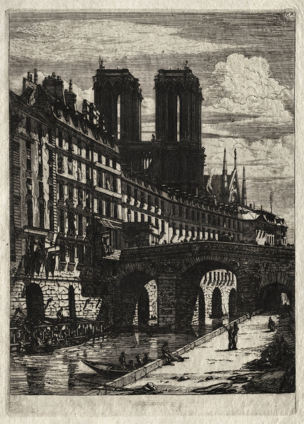 Etchings of Paris:  The Little Bridge
