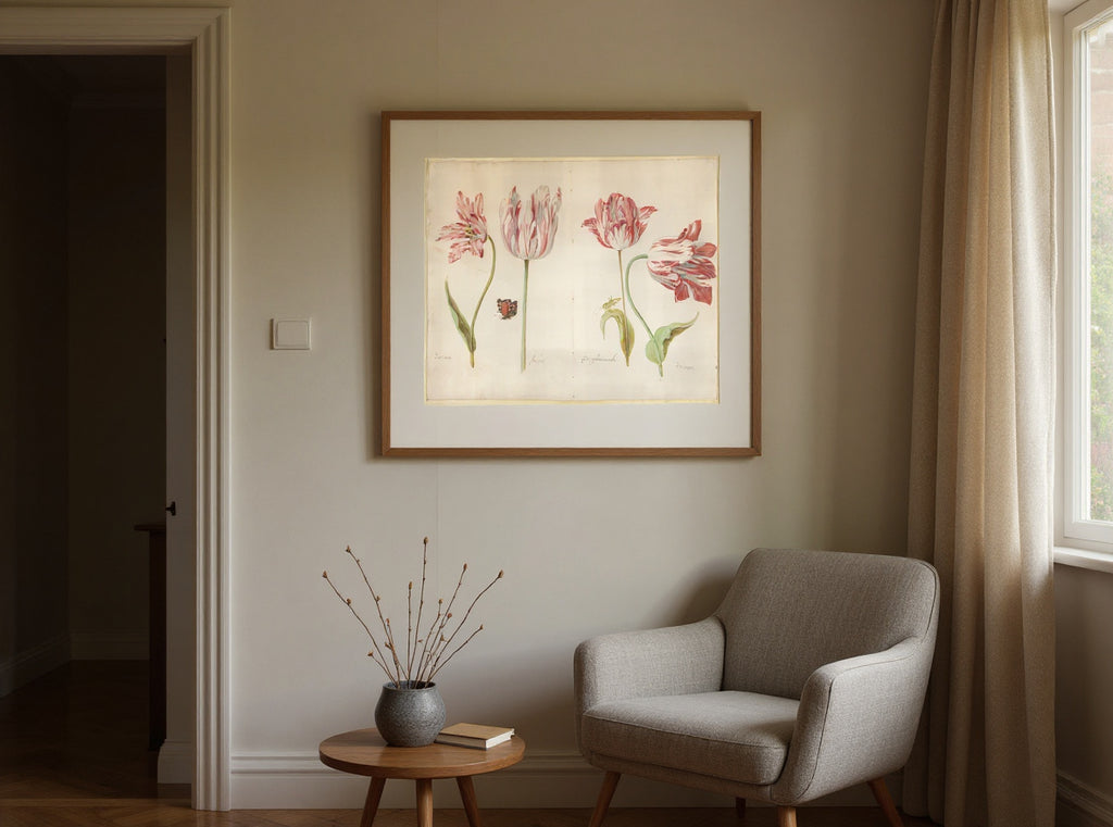 four-tulips in a quiet interior