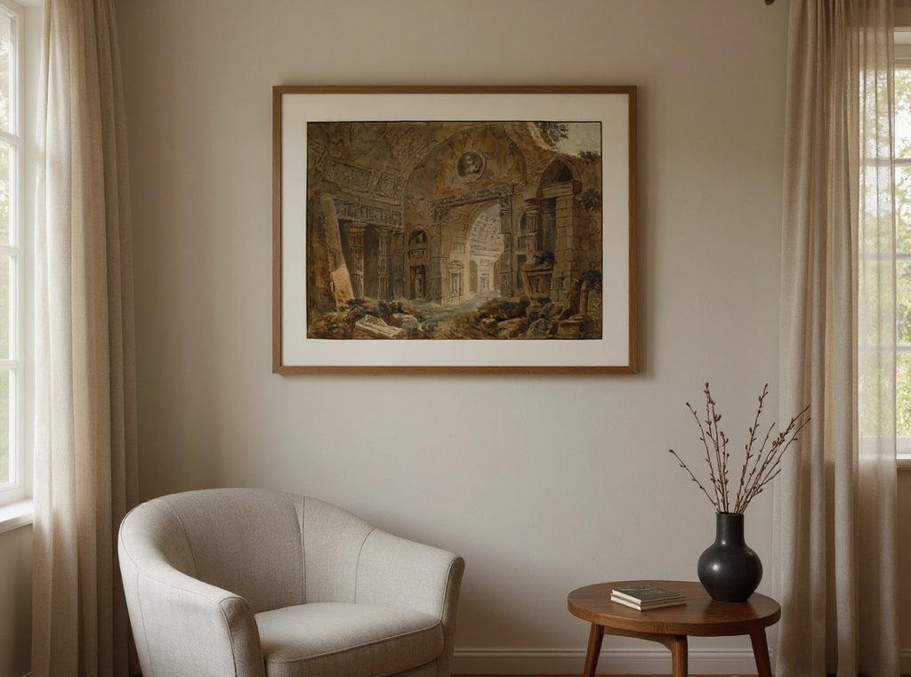 architectural-fantasy-with-roman-ruins in a quiet interior