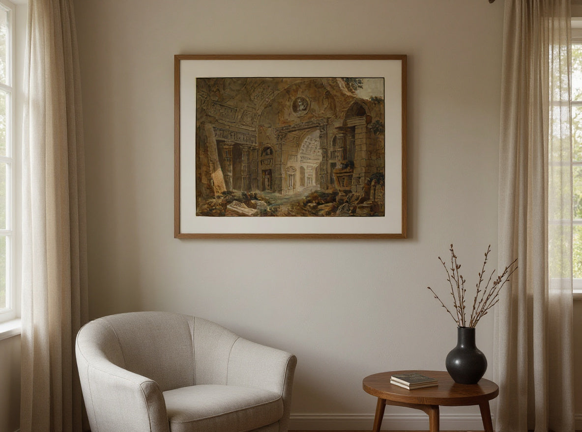 architectural-fantasy-with-roman-ruins in a quiet interior