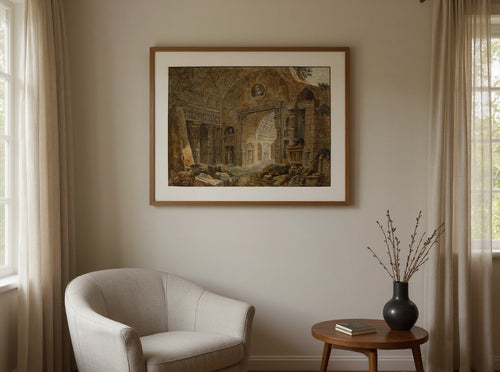 architectural-fantasy-with-roman-ruins in a quiet interior