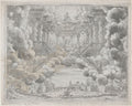 Stage design with allegorical figures on a staircase by Carlo Antonio Forti, circa 1690