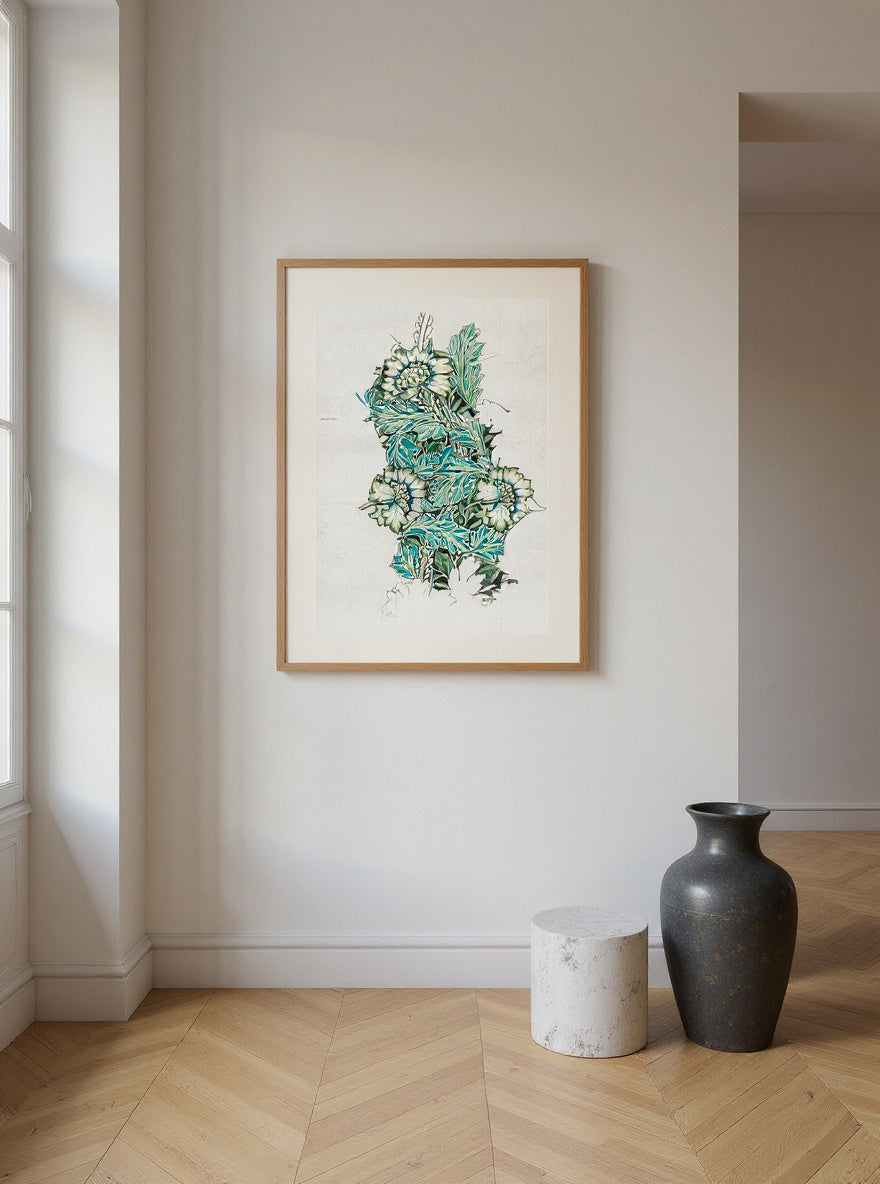 William Morris 's Watercolour, woven fabric design: Anemone (1876) famous artwork — in a room