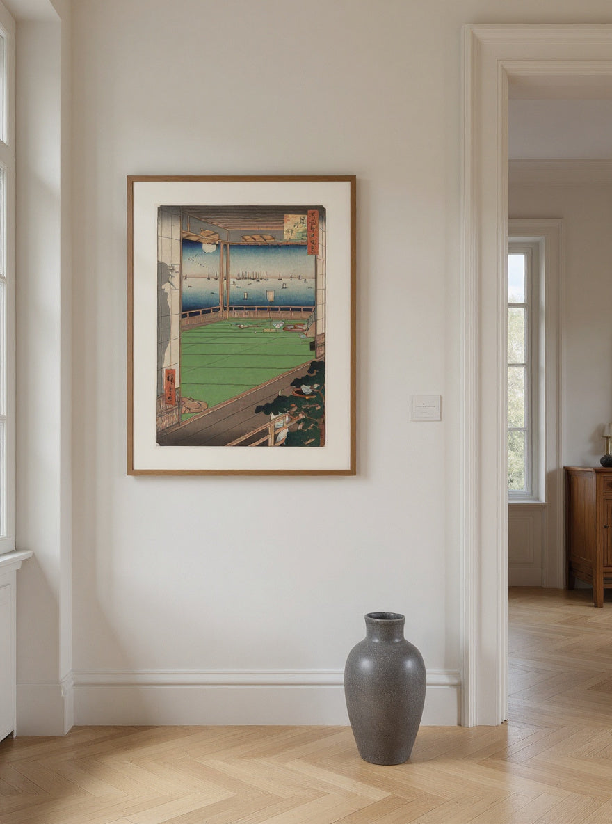 The Moon-Viewing Promontory, from One Hundred Views of Famous Places in Edo — in a room