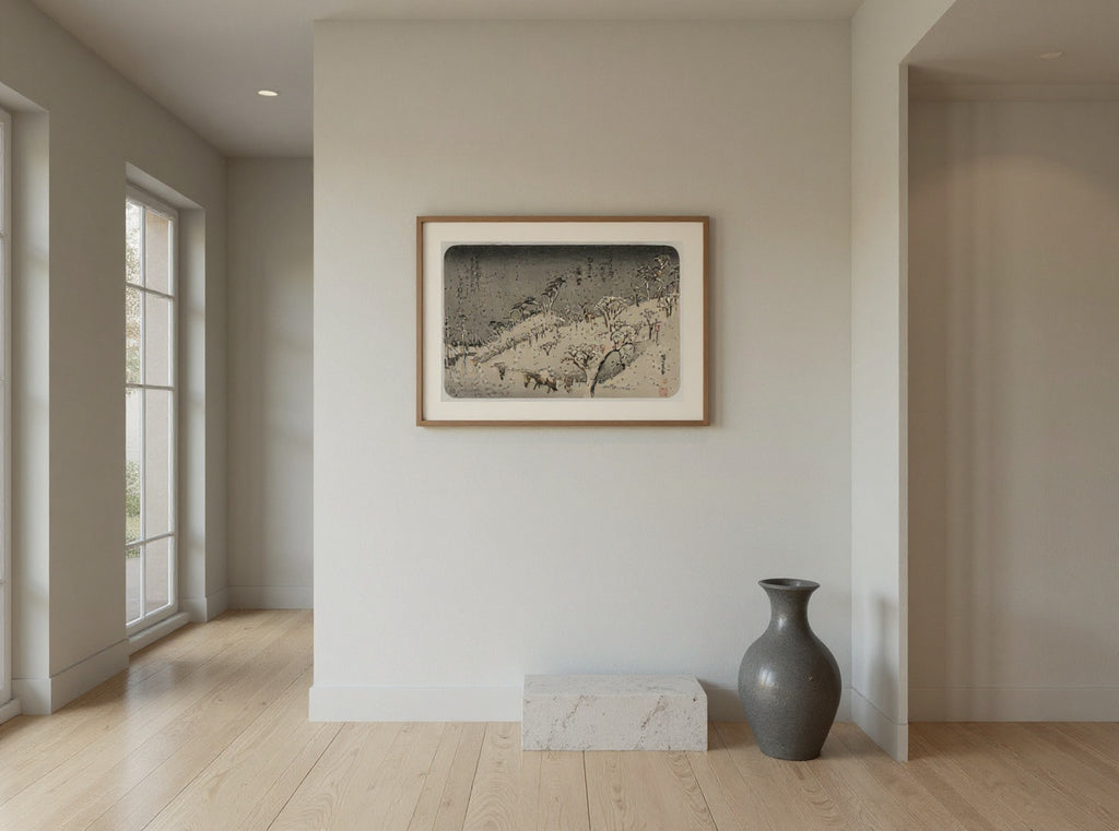 Evening Snow at Asuka Hill, from the series Eight Views of the Environs of Edo — in a room