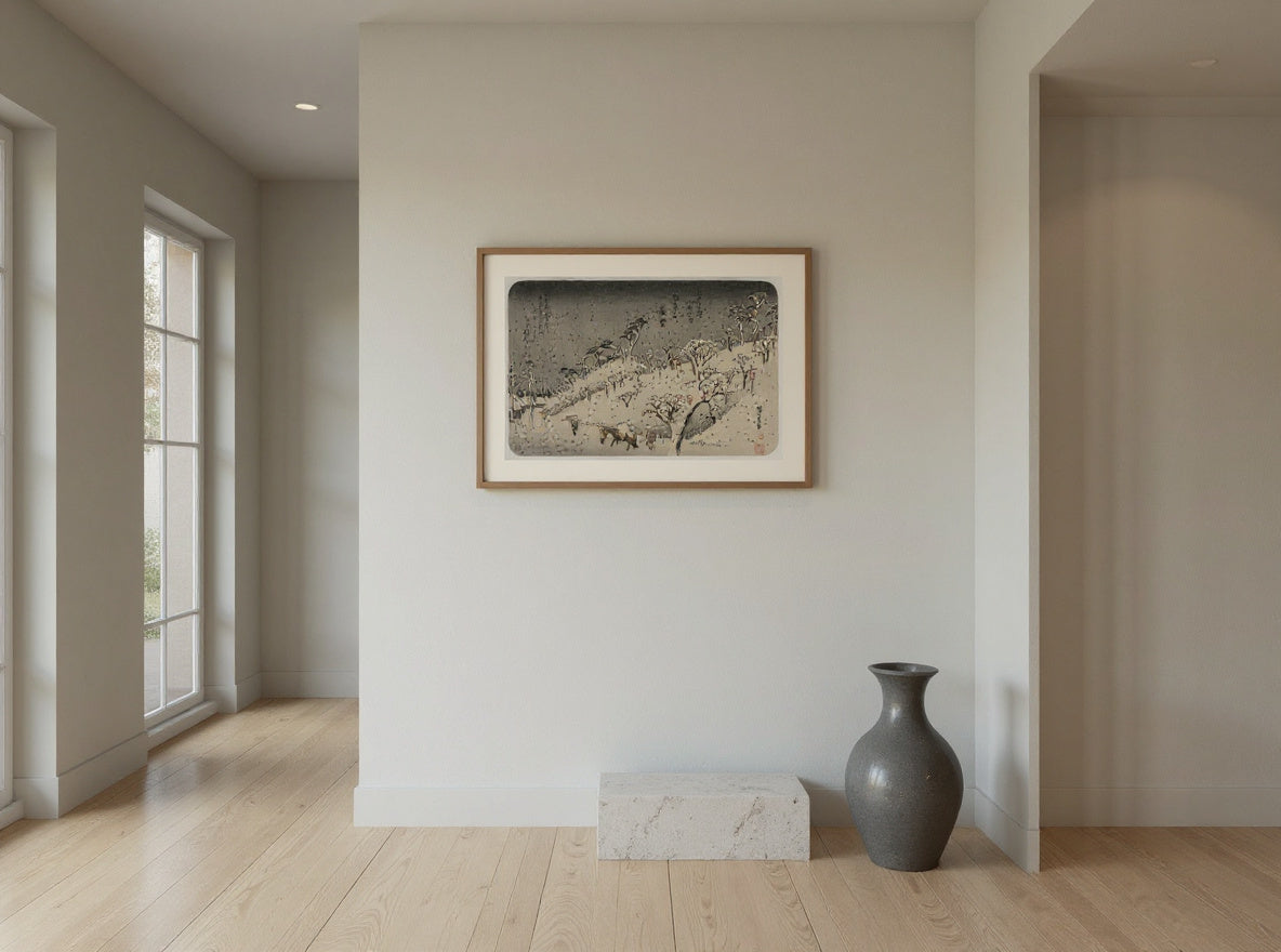 Evening Snow at Asuka Hill, from the series Eight Views of the Environs of Edo — in a room