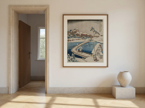 An Ancient Picture of the Boat Bridge at Sano in Kozuke Province from the series Curious Views of Famous Bridges in the Provinces — in a room