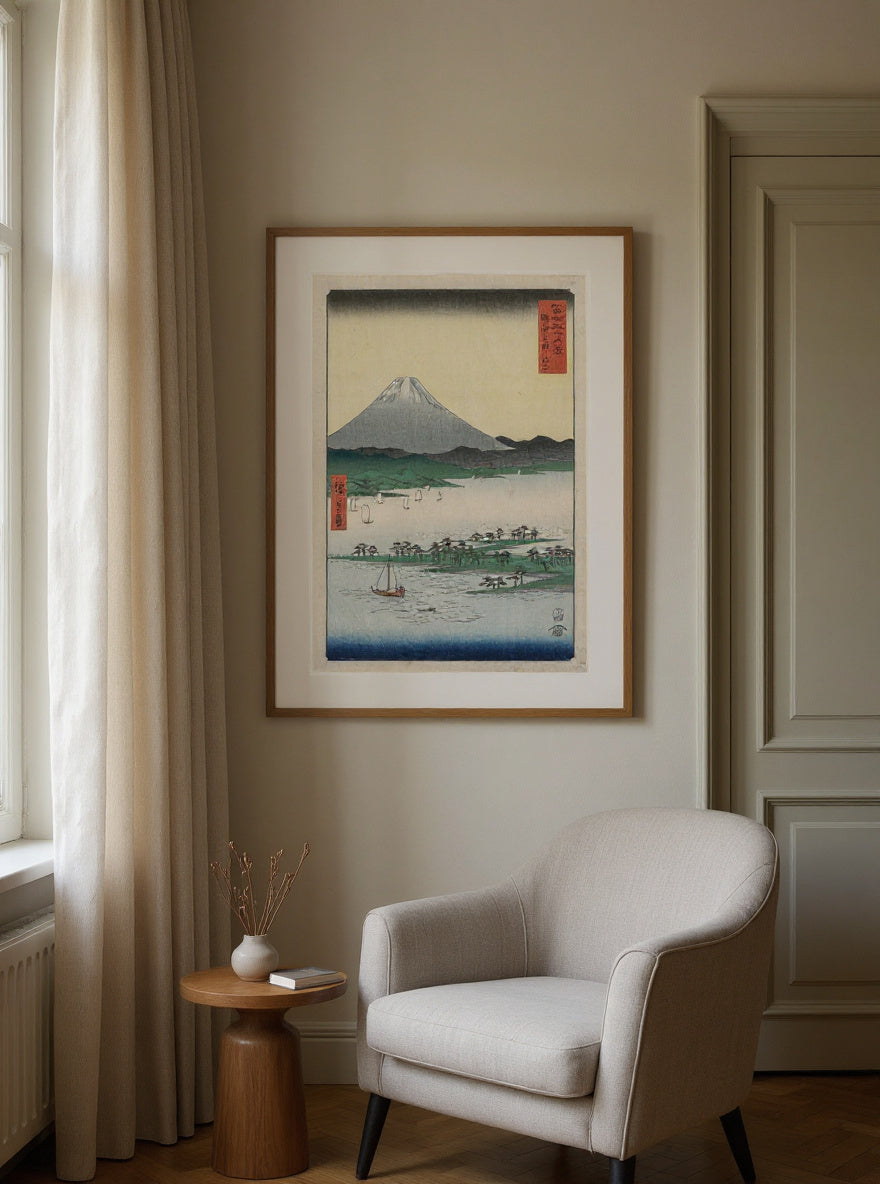 Pine Groves of Miho in Suruga, from the series Thirty-six Views of Mount Fuji — in a room